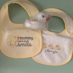 NWOT Carter's 2 pack duck bibs with NWT Michael’s rubber duck